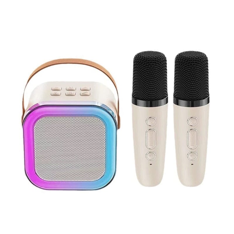 Karaokemaskin for barn, med klar lyd og to trådløse mikrofoner for duetter.