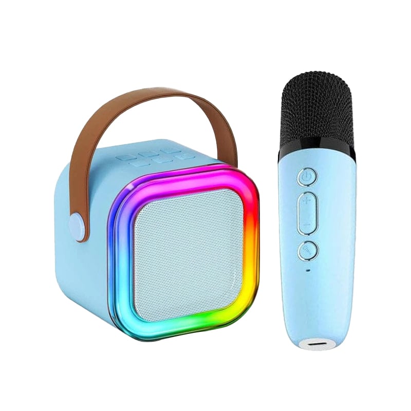 Leketøy og underholdning: Barnas mini karaokemaskin med trådløse mikrofoner.