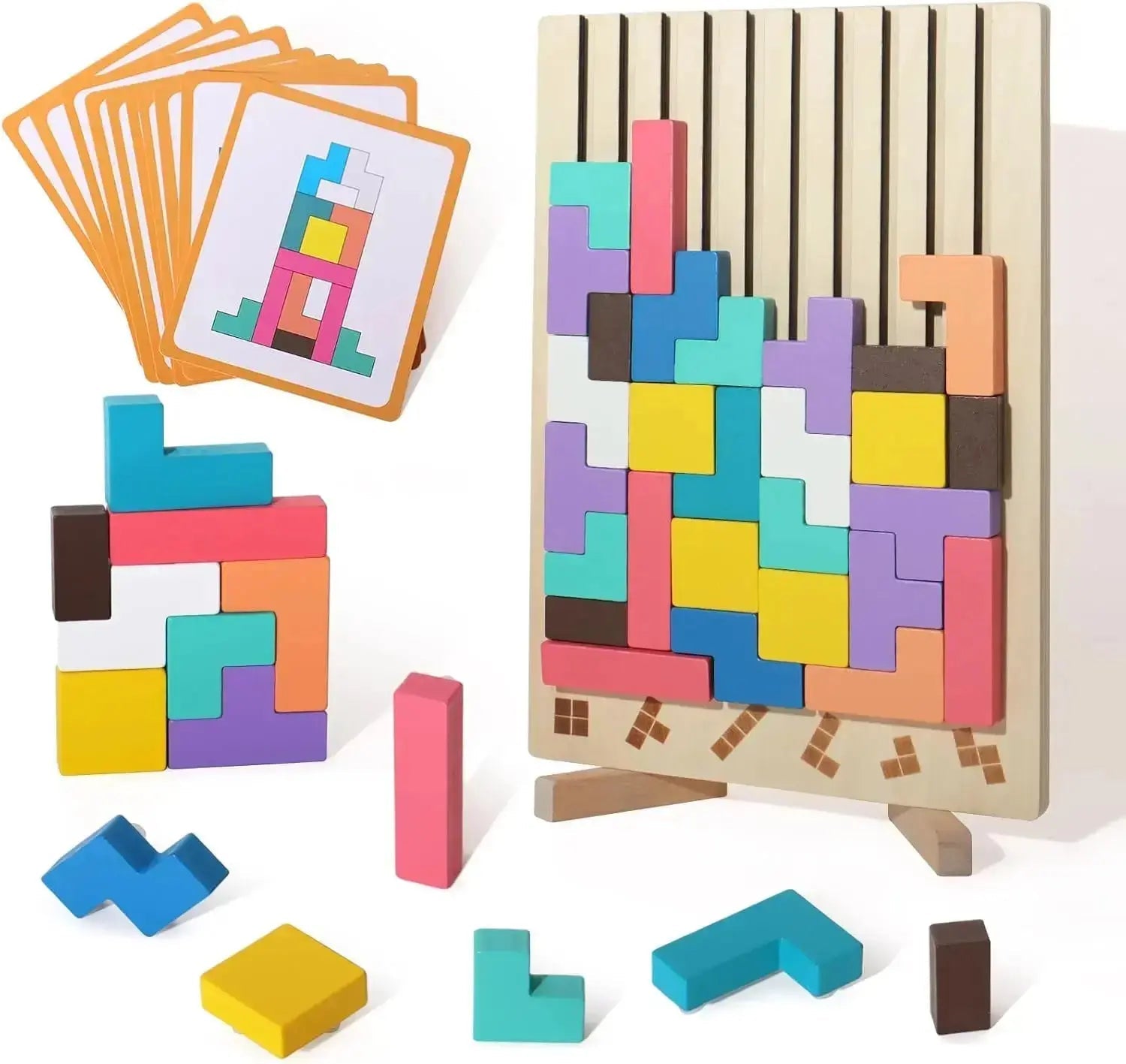 Montessori leker: Treklosser for balansering, som stimulerer finmotorikk og logisk tenkning.