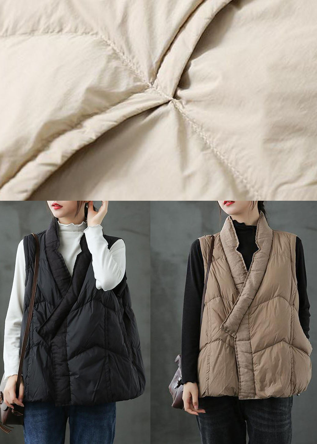 Stilig dame puffer vest, beige for vinter. Varm og komfortabel vintervest for kvinner, passer utendørs og hverdagsbruk.