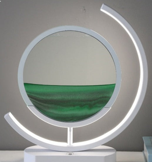 Elegant bevegelig sand bordlampe, LED-lys, perfekt som avslappende dekorasjon og stueinnredning.