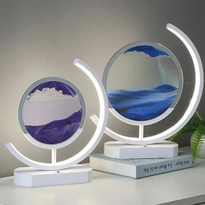 Perfekt gavetips: Sandkunst bordlampe med LED-lys, en unik og avslappende dekorasjon for stuen.
