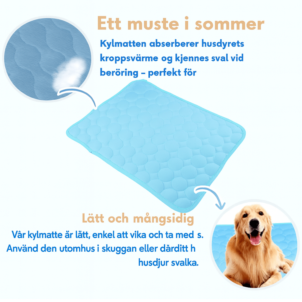 Selvkjølende kjølematte for kjæledyr i blå/rosa; pustende, bærbar og maskinvaskbar for sommerbruk.