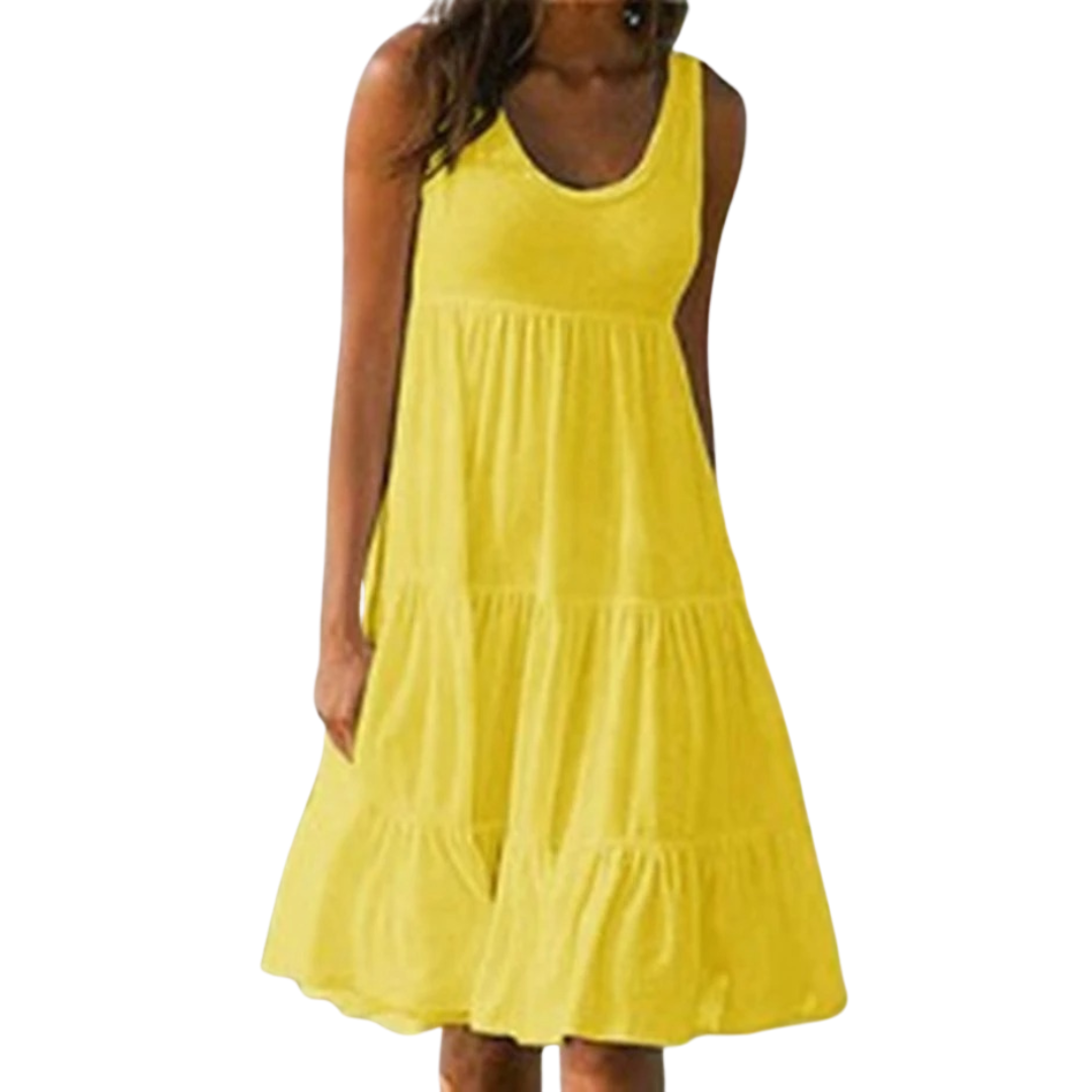 Stilig boho minikjole for kvinner, med delikate volanger. En must-have sommerkjole.