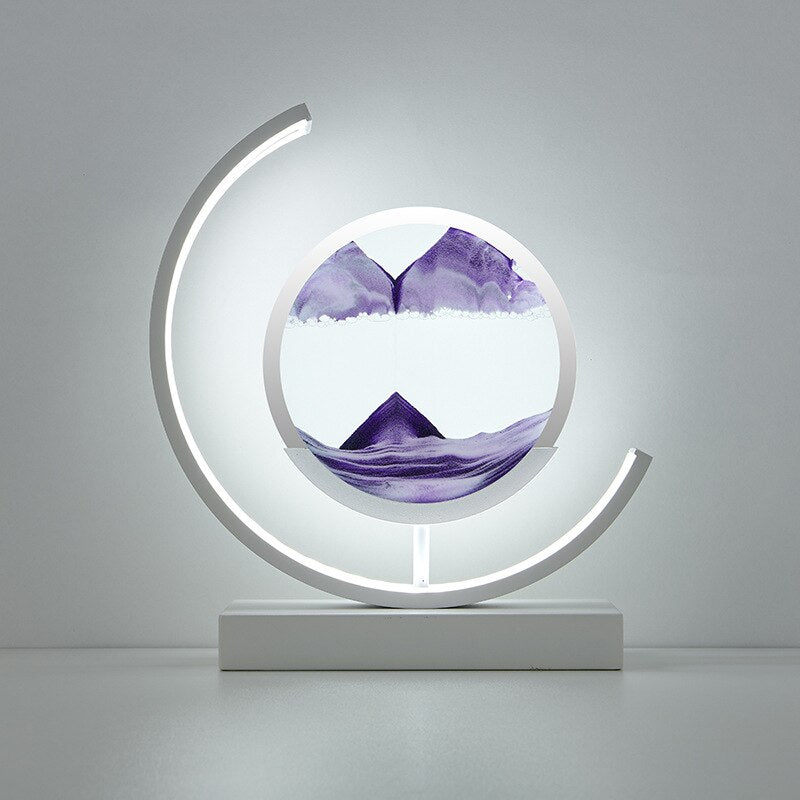 Dynamisk 3D sandkunst bordlampe for stemningsfull belysning i stuen.