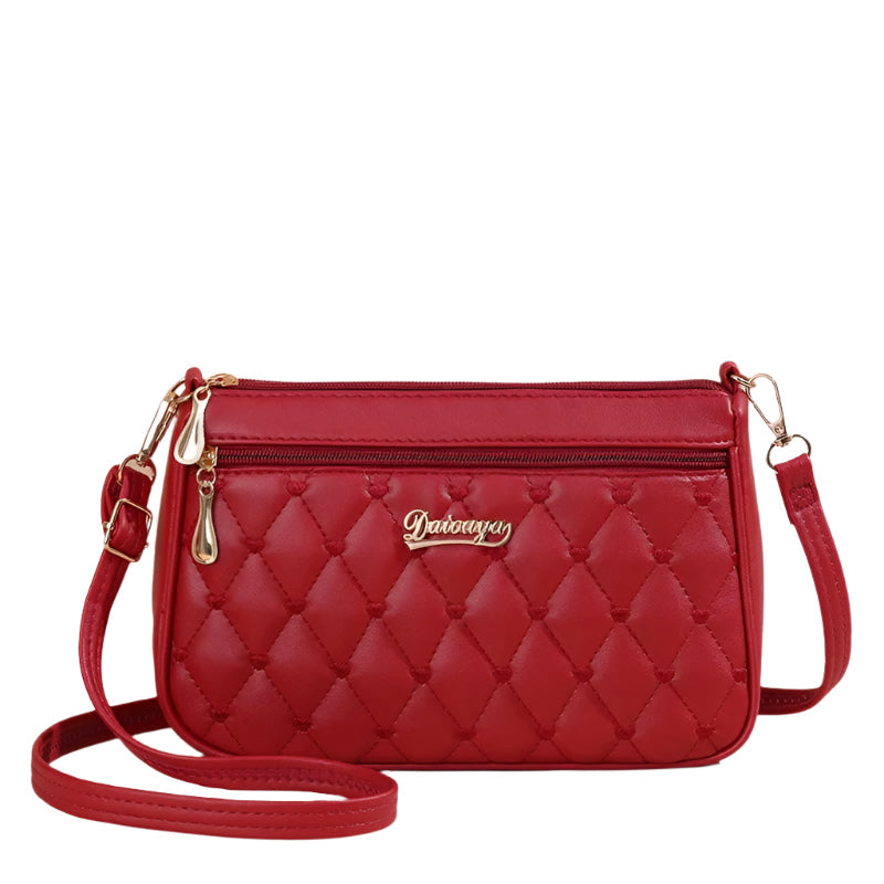 Klassisk brodert crossbody-veske for kvinner, laget av PU-skinn, praktisk for hverdagsbruk.