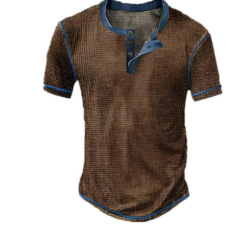 Brun herre langermet vintage t-skjorte for avslappet hverdagskomfort og tidløs stil.