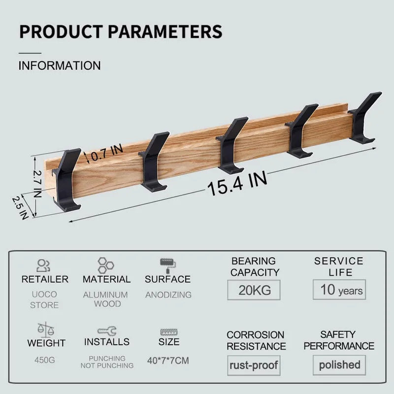 Stilrent brunt klesstativ med funksjonelle flyttbare kroker, designet for smart og minimalistisk entréorganisering.