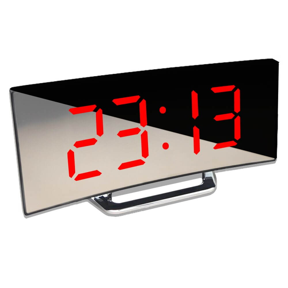 Buet LED digital vekkerklokke med stor, dimbar skjerm, perfekt for soverommet.