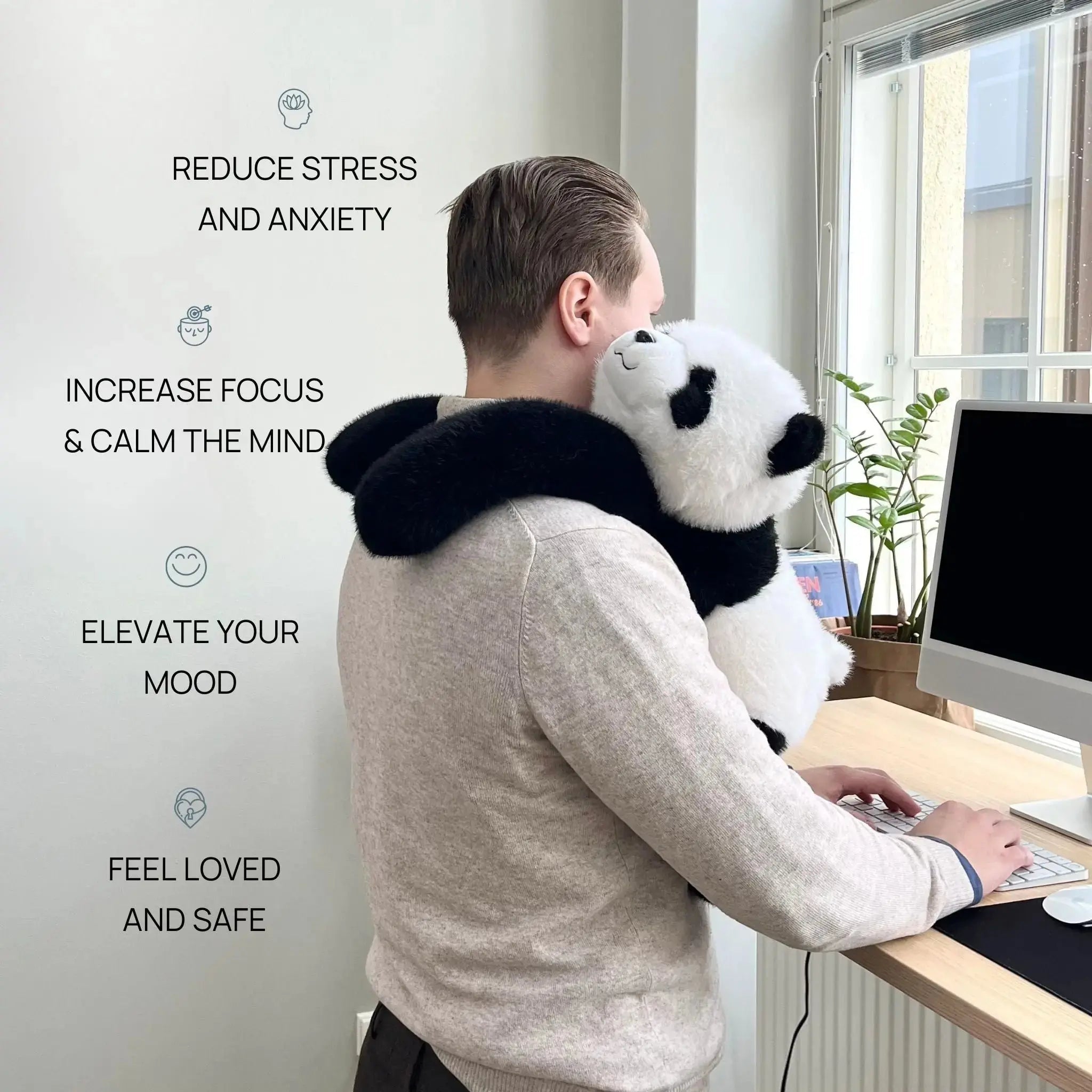 Naheinstellung des CalmCuddle Plüschtiers, das Komfort und Wohlbefinden symbolisiert.