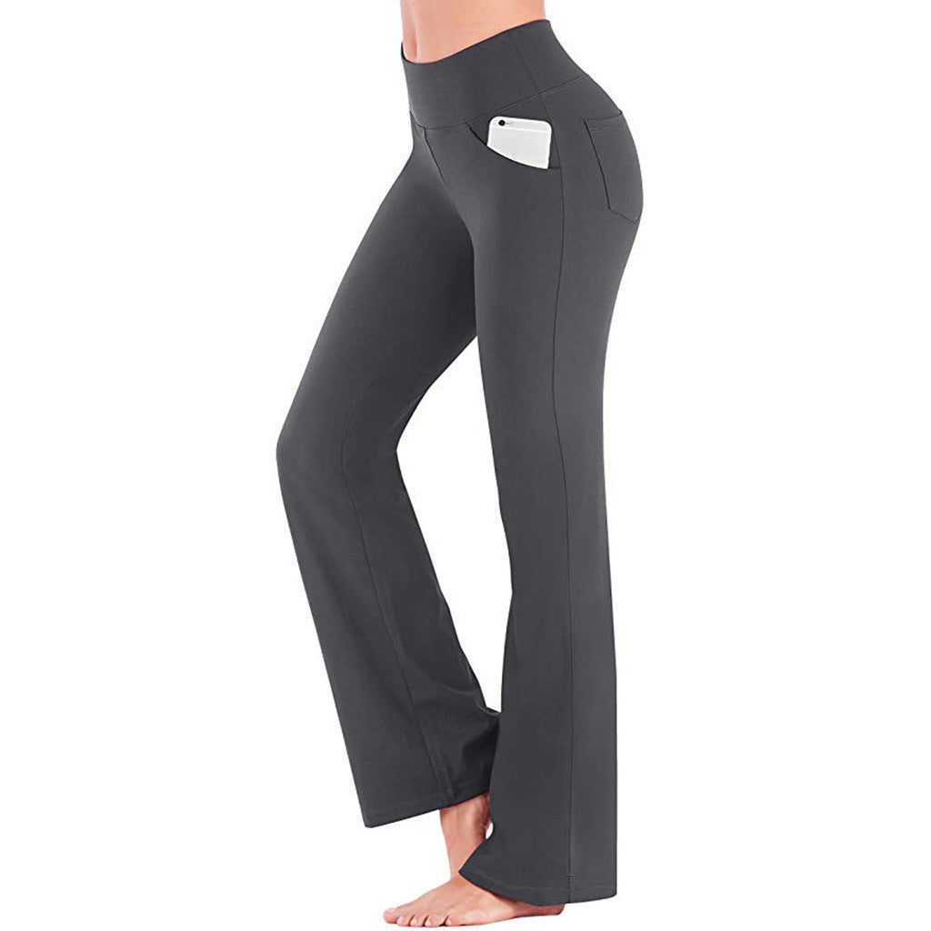 Komfortable dame bootcut bukser med høy midje, designet for en flatterende passform og bevegelsesfrihet under yoga.
