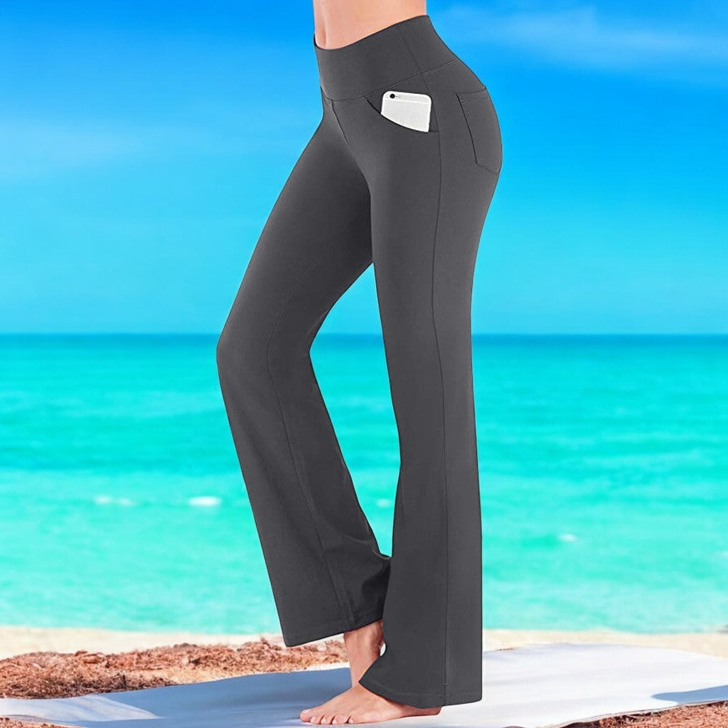 Allsidige dame bootcut yogabukser med høy midje, lett å kombinere med andre dameklær. Stil og komfort.