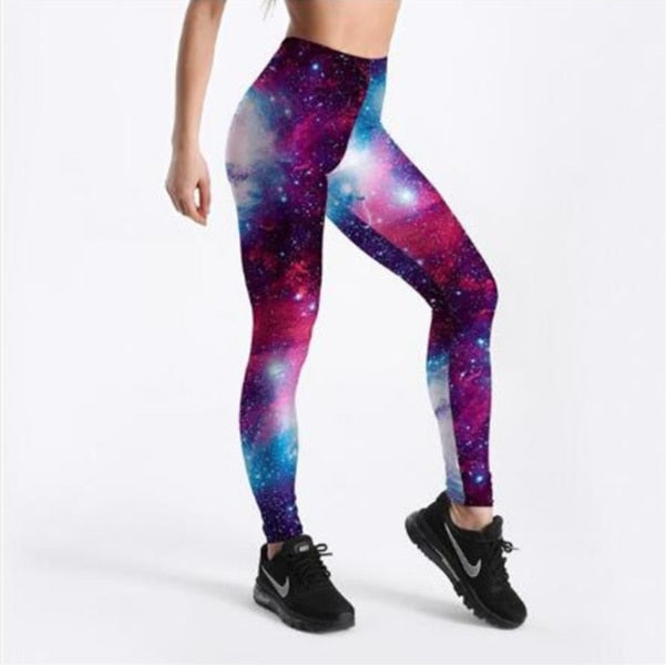 Fargerike galakse leggings med høy midje. Ideell for trening, yoga og en komfortabel fritidslook.