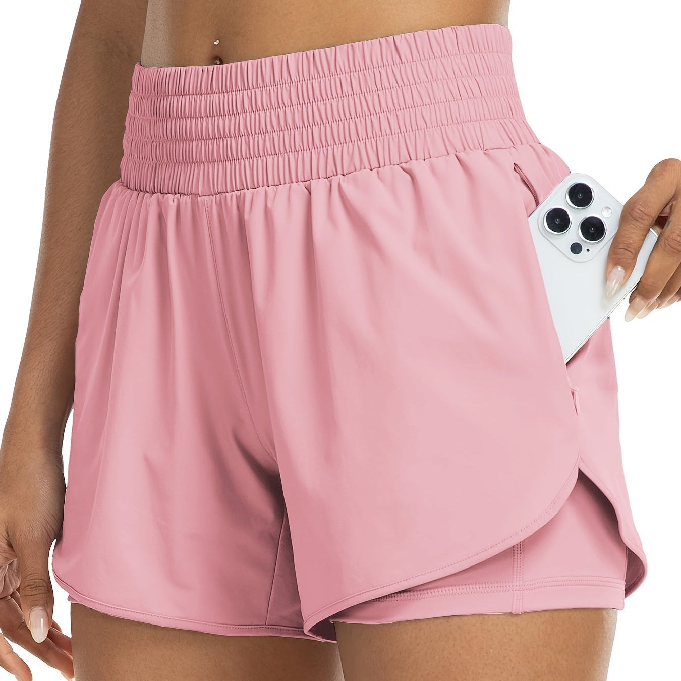 Allsidige dame sommershorts, høy midje, hurtigtørkende og pustende stoff, perfekt for fitness.