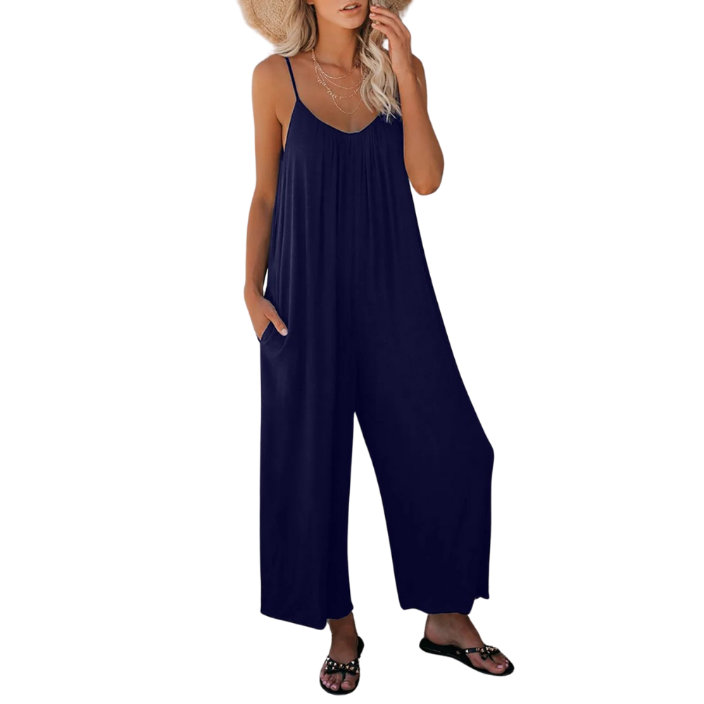 Trendy dame buksedress, V-hals, løs passform, enkel og elegant til hverdags.