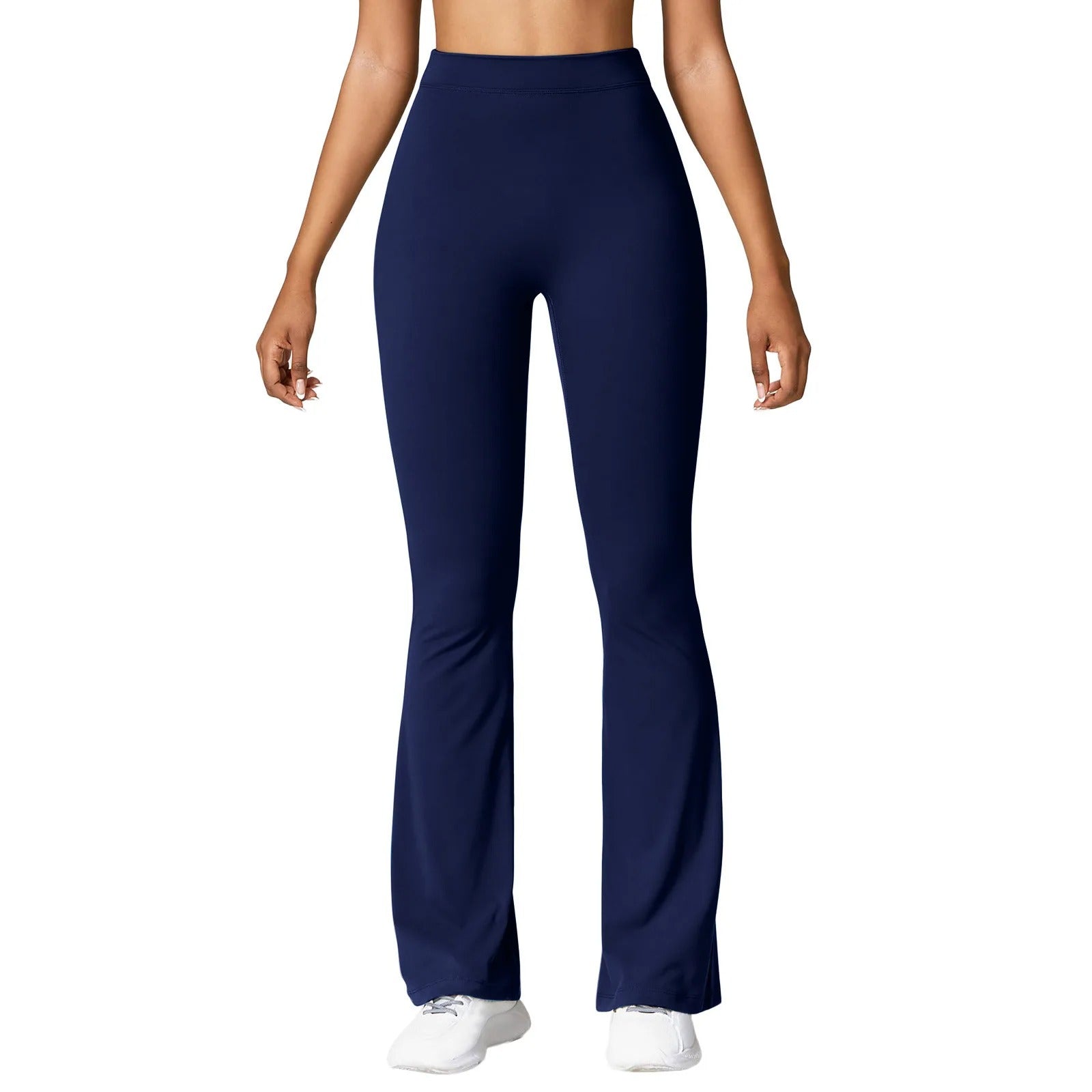 Dame leggings med høy midje og V-rygg, vist bakfra, fremhever den flatterende passformen.