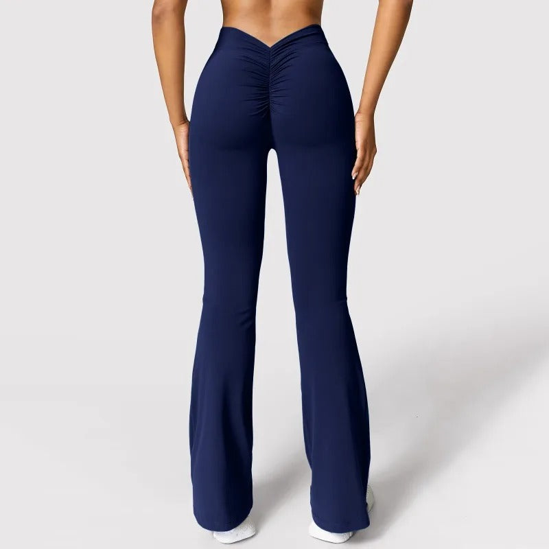 Fukttransporterende dame leggings, høy midje V-rygg; ideell for intens trening og aktiv livsstil.