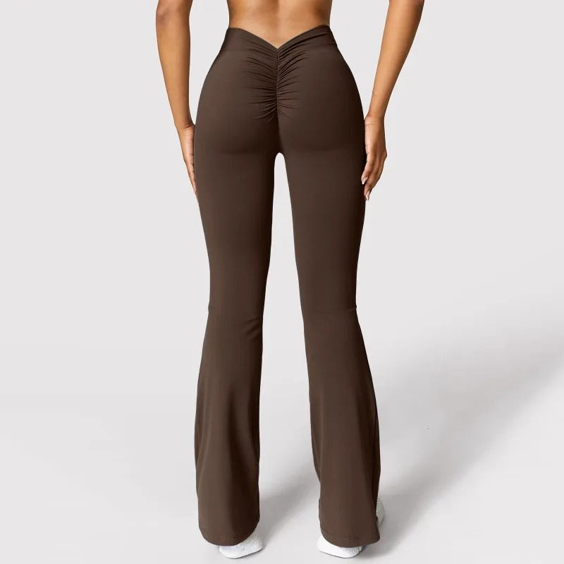 Huksisikre dame leggings, høy midje V-rygg; bygget for varig komfort og ytelse under trening.