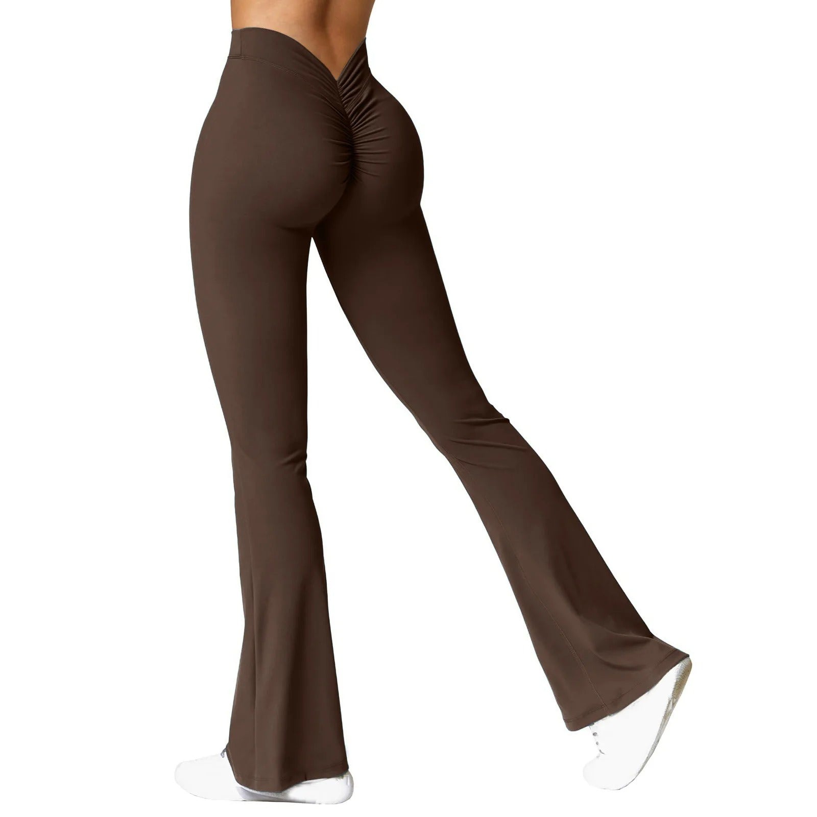 Moderne dame leggings med høy midje og V-rygg, tilbyr både stil og praktisk bruk i hverdagen.