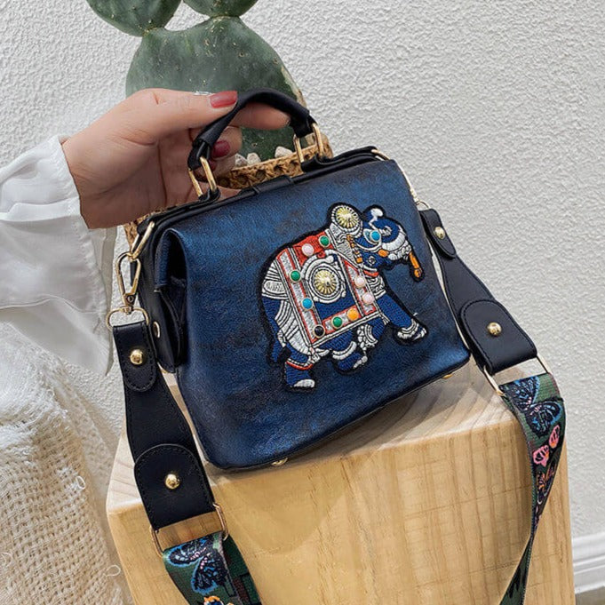 Bohemsk elegant broderiveske, Mandala Skulderveske, et unikt fashion statement.
