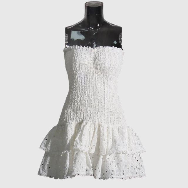 Lekker paisleymønstret minikjole med rynket bandeau. Ideell som elegant dame festkjole.