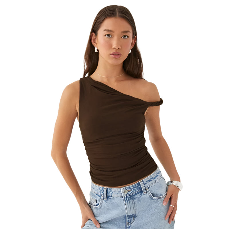 Komfortabel off-shoulder tank-topp for dame, kort og luftig for en avslappet, elegant sommerstil.