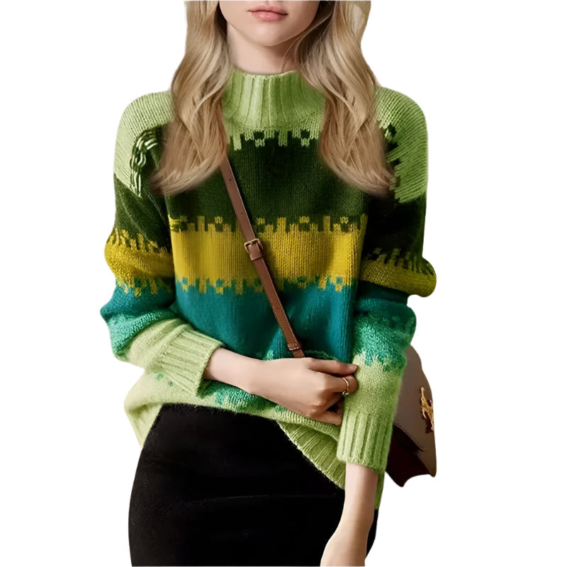 Dame pixelmønster turtleneck genser i varm, behagelig strikk. Moderne og stilig høstmote for kvinner.