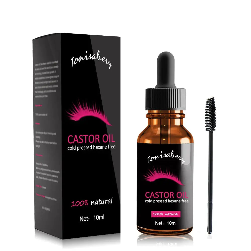 Dame Ricinusolje Vippeserum i flaske. Naturlig serum for lengre, tykkere vipper og fyldigere brynvekst.