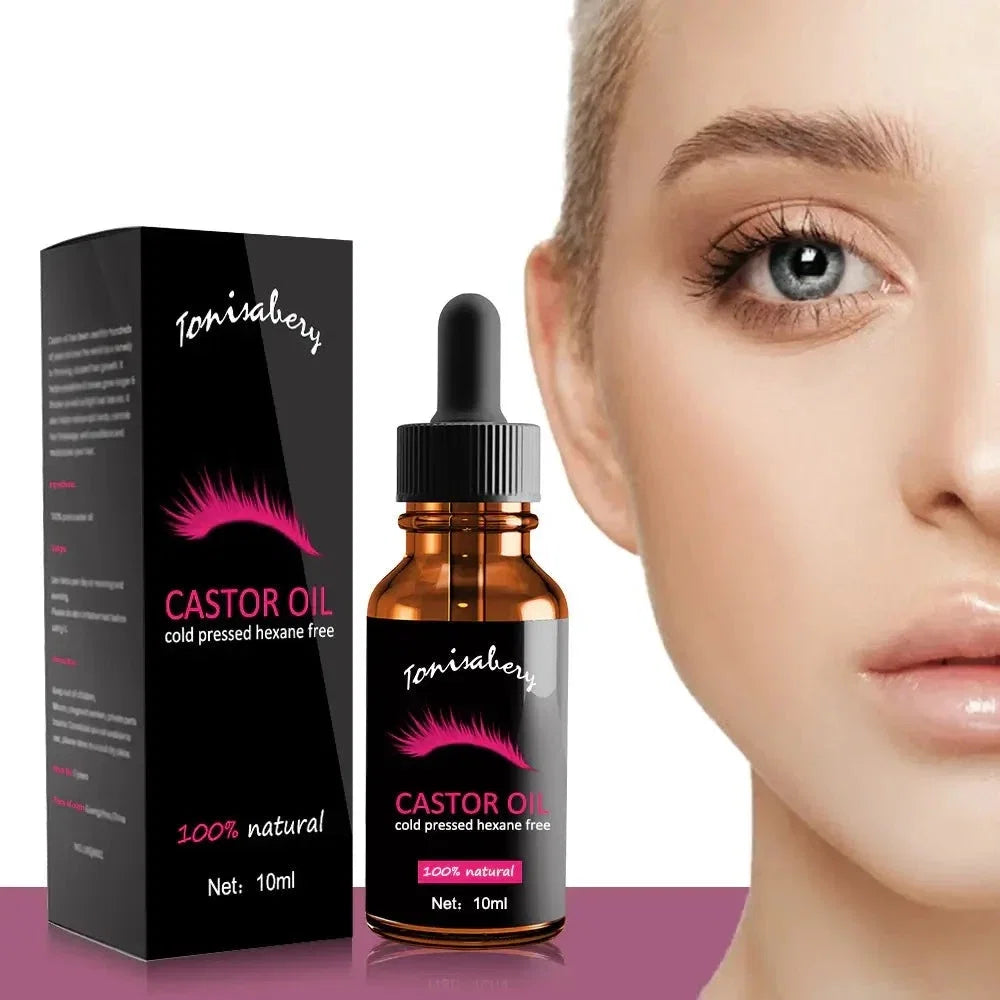 Kaldpresset ricinusolje vippeserum. Økologisk pleie for å fremme naturlig vekst av øyenvipper og øyenbryn.