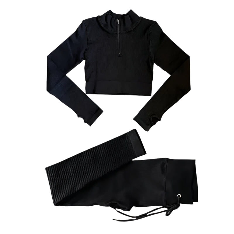 Komfortabel sømløs croptop for dame, del av et yogasett, perfekt for yoga og trening.
