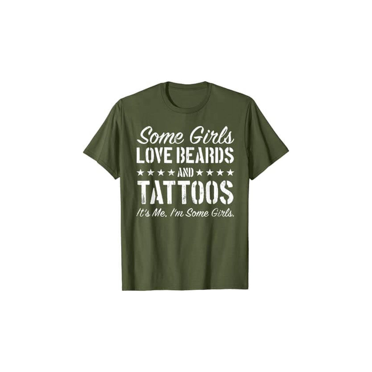 Komfortabel dame-t-skjorte i bomull med unikt design for de som elsker skjegg og tatoveringer. Fritid.