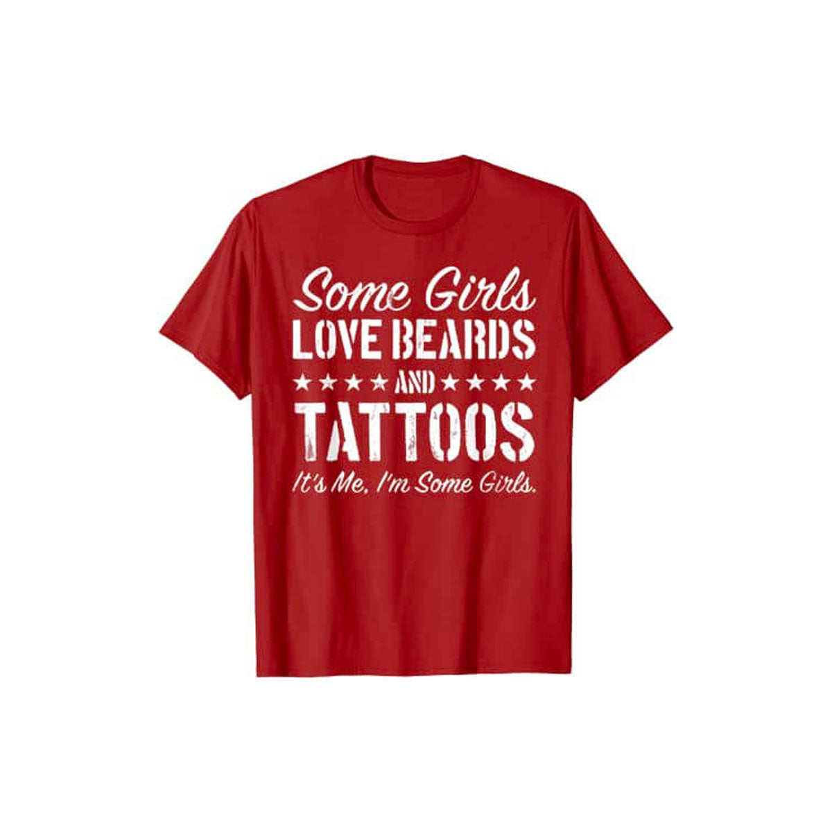 Trendig T-skjorte for dame som uttrykker personlig stil, tatoveringer og skjegg. Flott gave til henne.