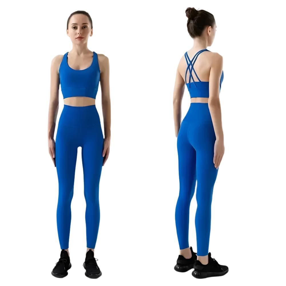 Dame treningssett for yoga og sport. Komfortabelt aktivtøy med leggings og topp for kvinner.