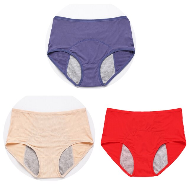 Pakke med flere dame lekkasjesikre truser, perfekt for ukens menstruasjon eller hverdag.
