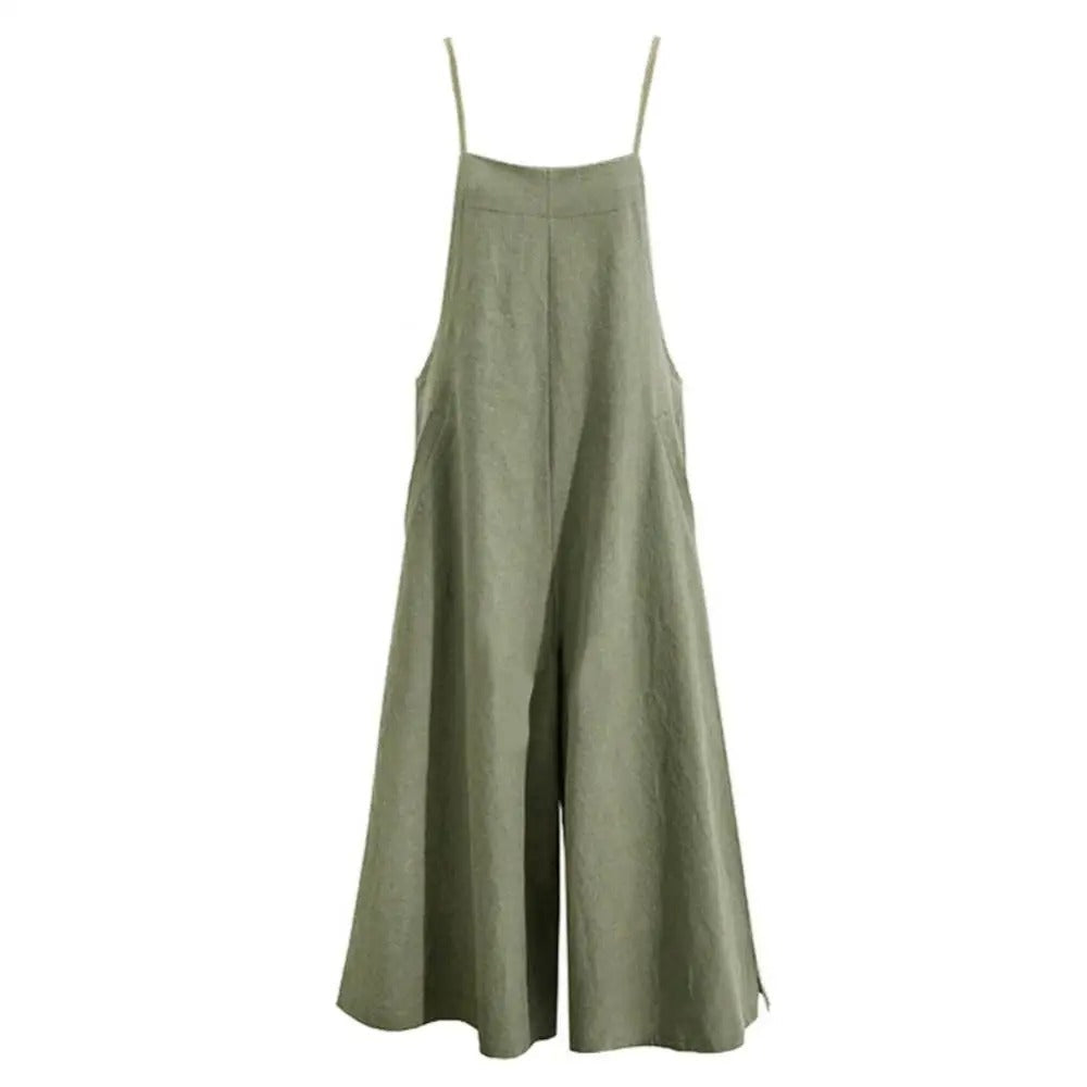Elegant ermeløs jumpsuit med vide ben. Allsidig sommerstil for både hverdag og fest.