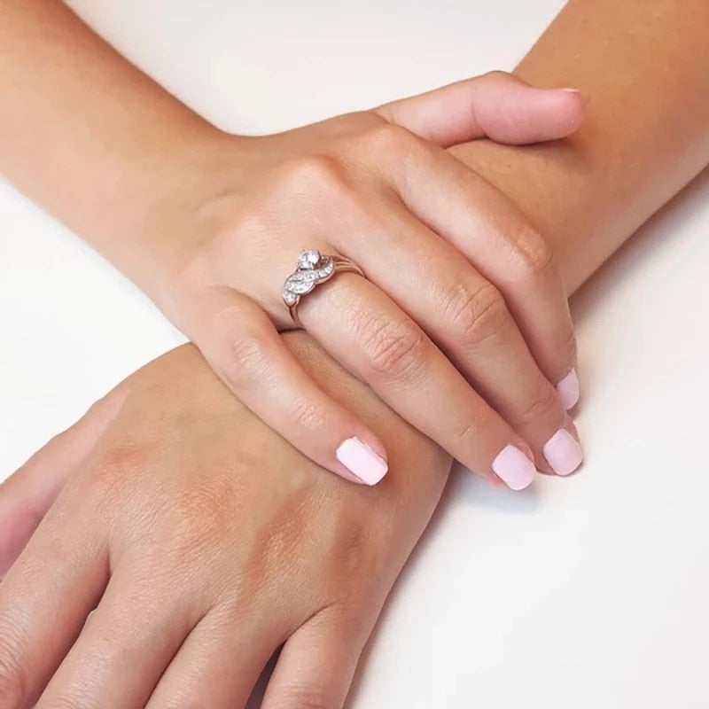 Eksklusiv Dame Gull Sølv Zirkonia Statement Ring