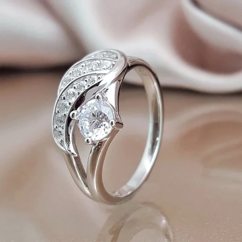 Statement Ring Dame Gull Sølv Zirkonia Vinger