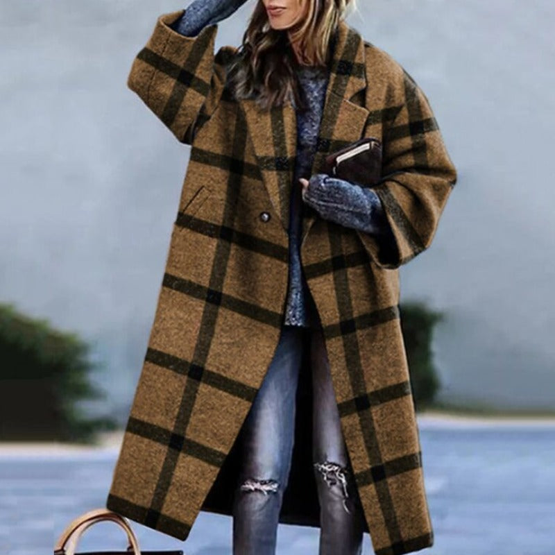 Vielseitiger Damenmantel im Oversized-Schnitt mit Farbblockdesign, perfekt für kühle Herbsttage und Winter