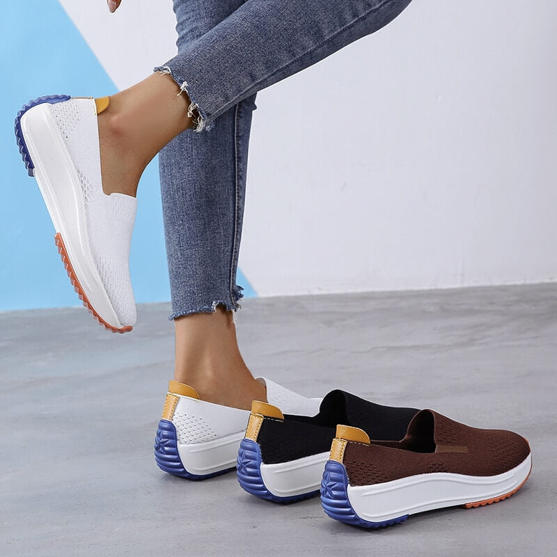 Atmungsaktive Freizeitschuhe für Damen in Schwarz, aus Mesh-Material gefertigt