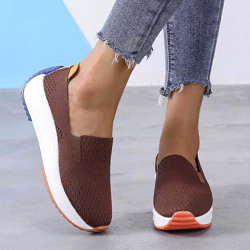 Damen-Sneaker schwarz, aus atmungsaktivem Mesh, rutschfeste Sohle