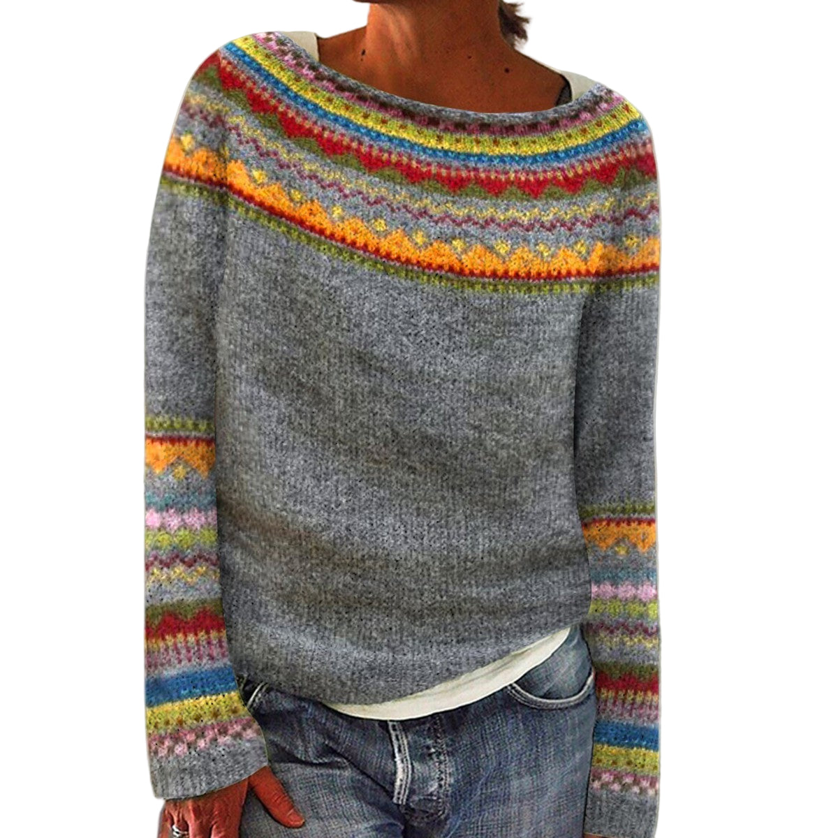 Damen Vintage Strickpullover mit Retro-Design, locker geschnitten für die Herbst-/Wintermode