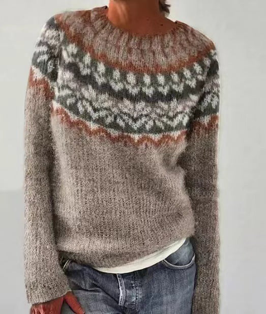 Modischer Damenpullover im Vintage-Stil, maschengestrickt, ideal für Freizeit- und Winterkleidung