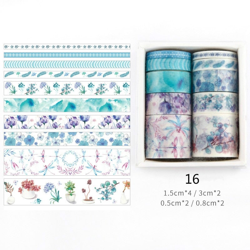 DIY washi tape for papirhåndverk og utklippsbok-design, fargerikt og allsidig.