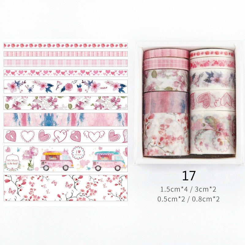 Sett med dekorativt washi tape, perfekt for å skape unike grenser og aksenter.