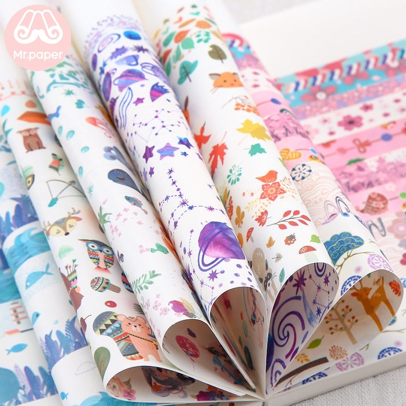 DIY washi tape pakke for håndverk og dekorasjon av utklippsbøker og kort.