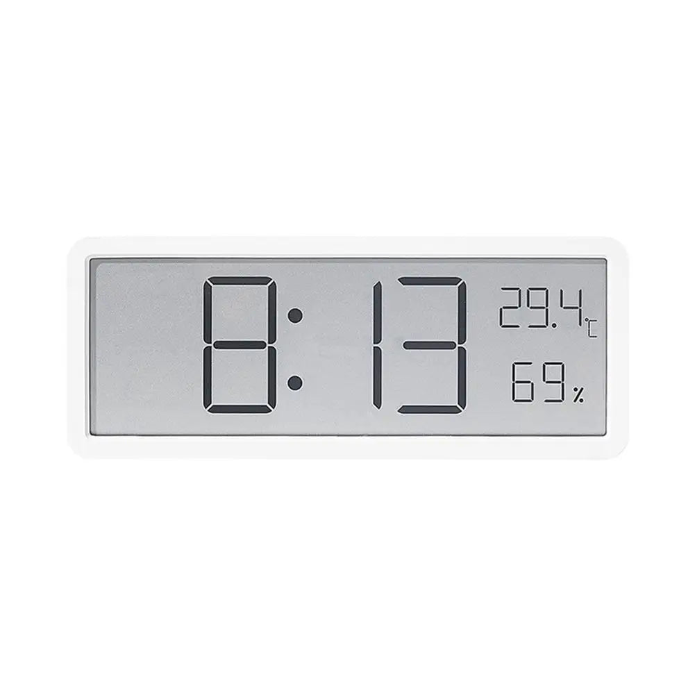 Digital LED veggklokke med stor skjerm, temperatur- og fuktighetssensor for moderne hjem.