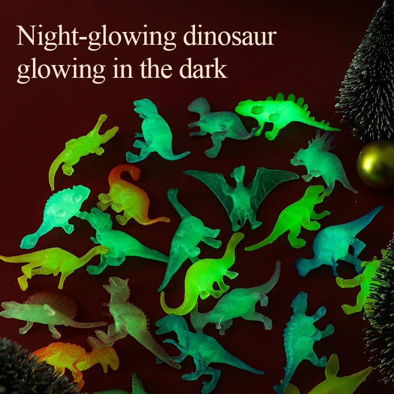 Glade barn leker med forskjellige dinosaurleker og figurer fra julekalenderen, perfekt pedagogisk gavesett.
