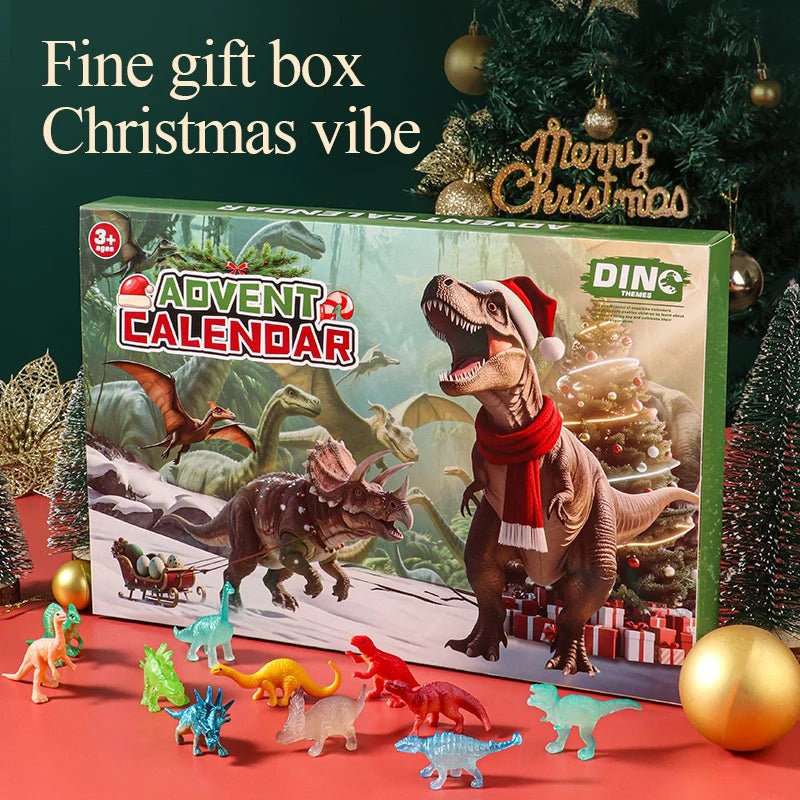 Fargerik dinosaur julekalender pakke, klar til å gi 24 dager med forhistoriske leker og julestemning til barn.
