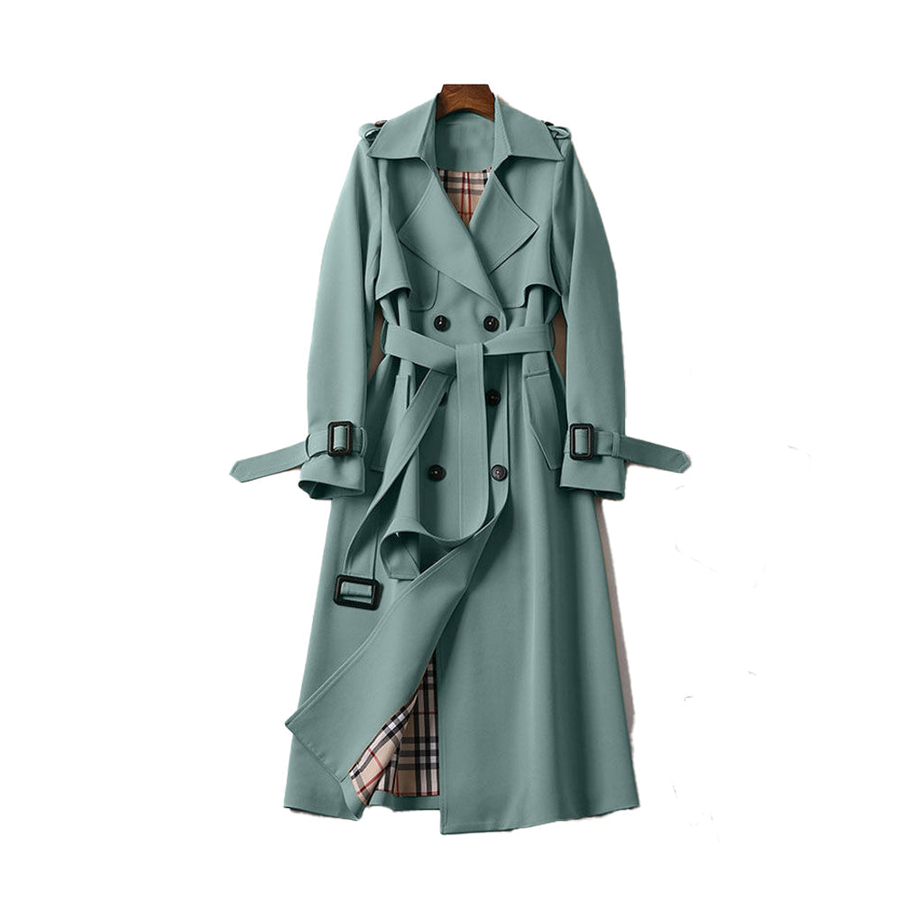 Moteriktig trenchcoat for kvinner, dobbelspent design, elegant og tidløst yttertøy til alle anledninger.