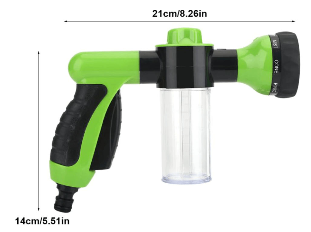 Skumpistol for rengjøring av bil, terrasse og vinduer. Justerbar dyse gir optimal spraykontroll.